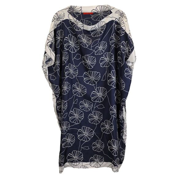 CH Carolina Herrera Floral print Knee-Length Loose Dress in Navy Blue Silk - Picture 1 of 3